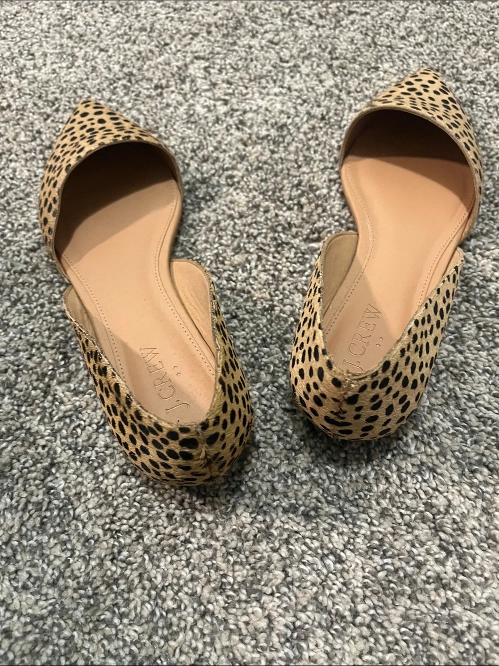 J. Crew Tan and Black Cheetah-Print Pointed-Toe Flats